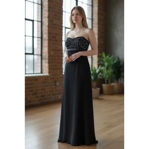 Oleg Cassini 14 (10-12?) NWT 90s Y2K Empire Waist Beaded Long Strapless Dress